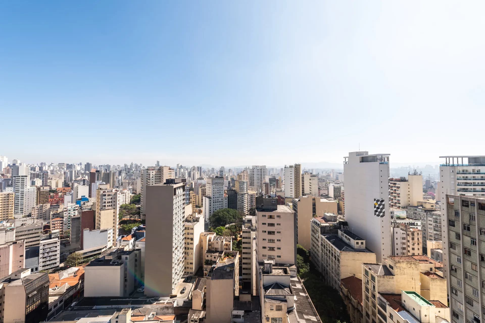 Vista aérea do Centro de São Paulo com os arranha-céus do Centro Histórico